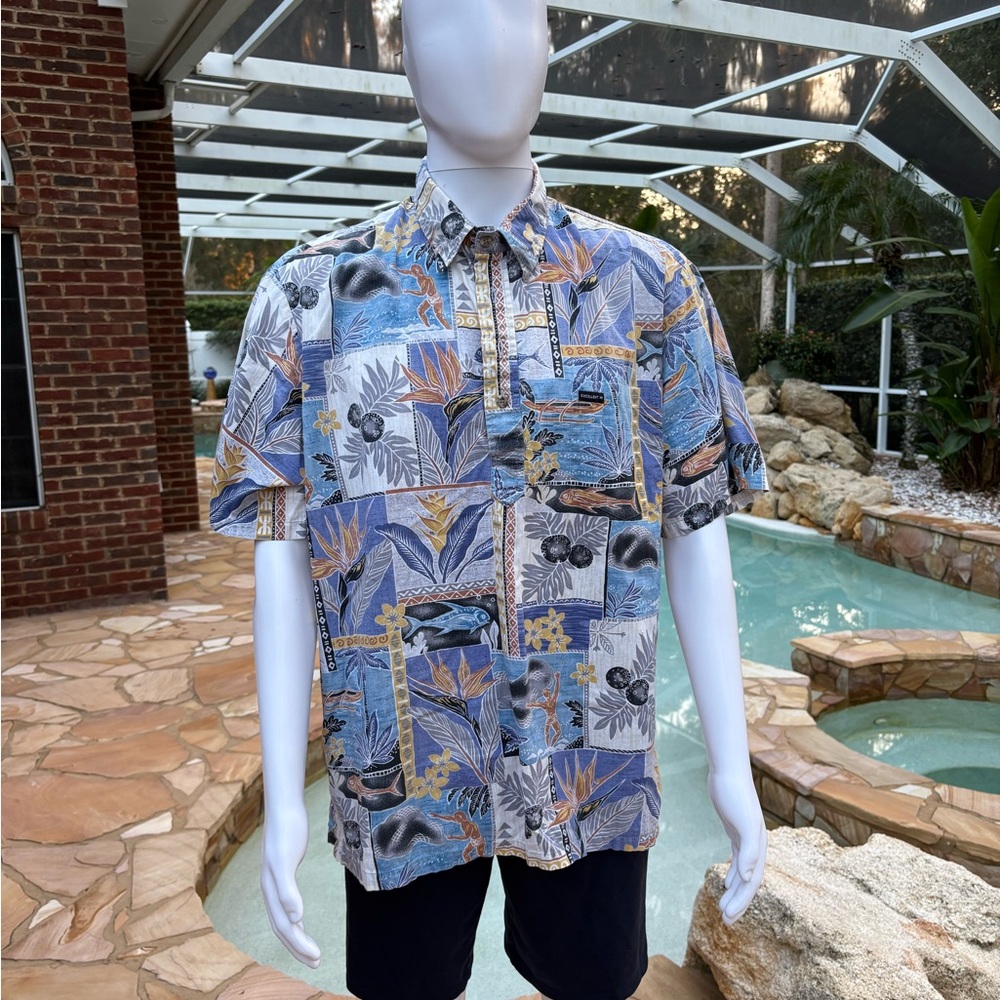 Men's Hawaiian Quarter Button Down Short Sleeve Shirt